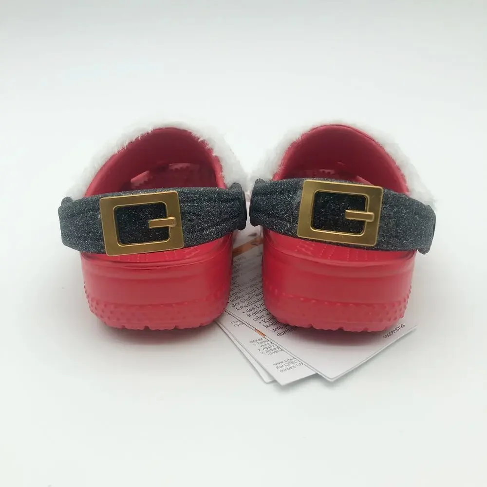 Crocs Santa Classic Clogs Baby/ Toddler C4 Festive Red White Black NWT
